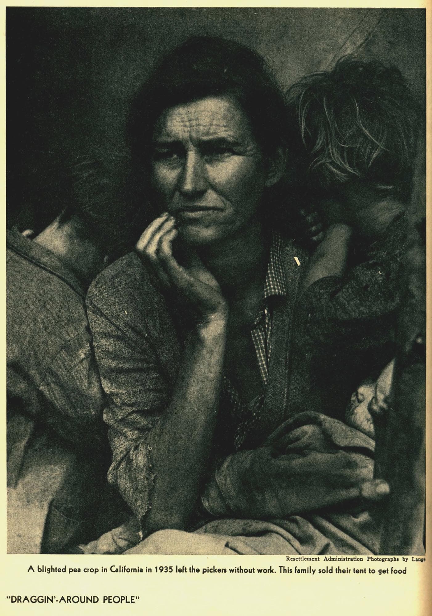 Florence Owens Thompson with her children — Migrant Mother by Dorothea Lange, 1936